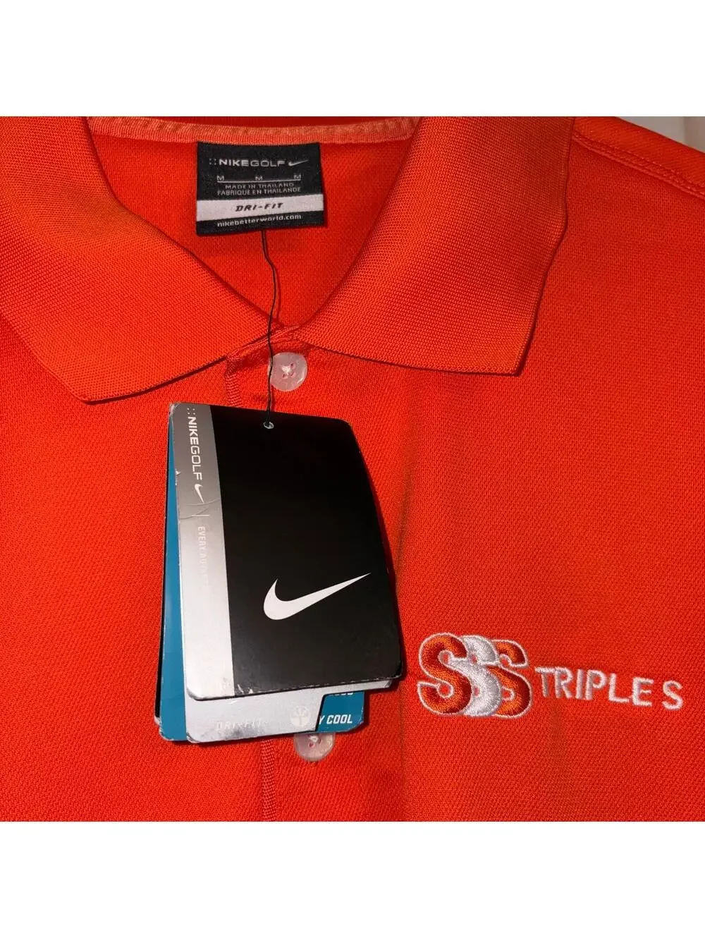 Nike Golf Dri-FIT Men's Triple S Orange Polo Shirt Medium Janitorial Supplies